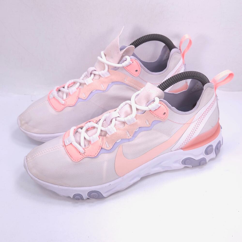 Nike React Element 55 Athletic Running Shoe Womens Size 7.5 BQ2728-601 White